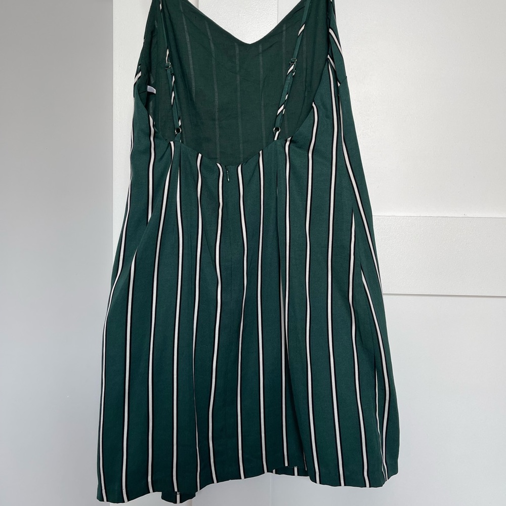 Green striped mini dress